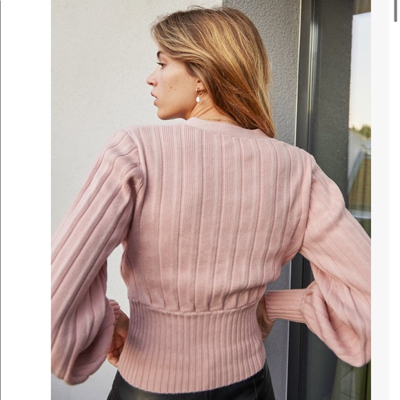 NWT Aritzia Wilfred New Plunge Front Cardigan Pink - Picture 3 of 5